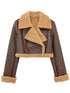 'Josselyn' Faux Fur Cropped Leather Jacket - Celes Fashion